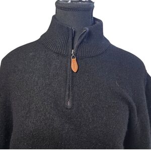 Lachlan Black Men's 80% Lambswool 1/4 Zip Sweater Size XL